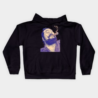 Puff Sumo 2: Smoking a Fat Robusto Cigar on a dark (Knocked Out) background Kids Hoodie